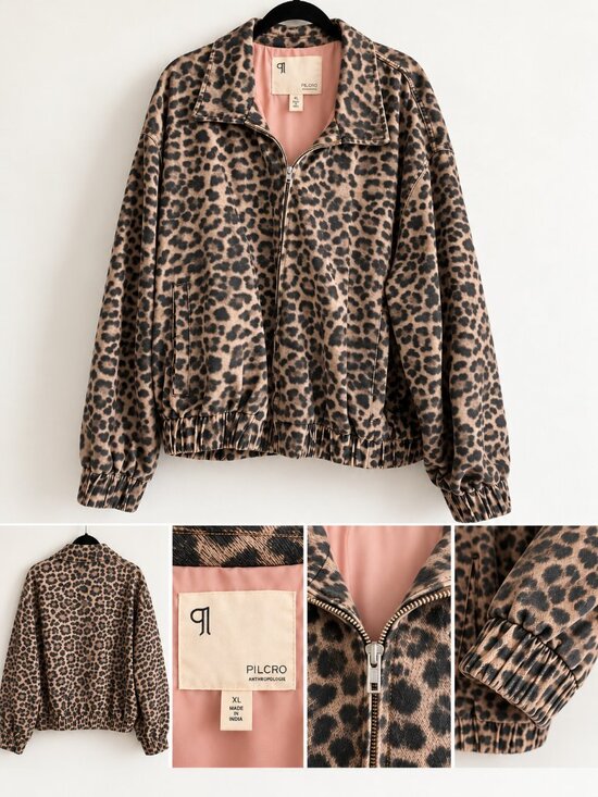 Pilcro Jackets & Blazers - Anthropologie Pilcro Rylie Leopard Print Bomber Jacket XL